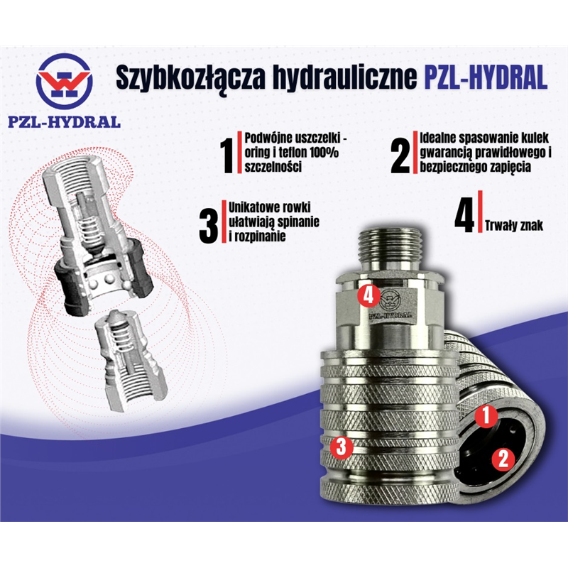Szybkozłącze hydrauliczne wtyczka M18x1.5 gwint zewnętrzny EURO (9100818W) (ISO 7241-A) HYDRAL-347505182