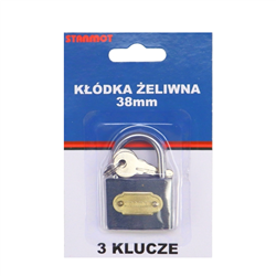 Kłódka żeliwna hartowana 38mm-347522752