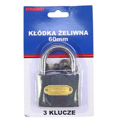 Kłódka żeliwna hartowana 60mm-347522758