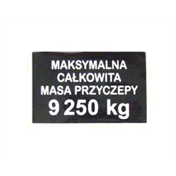 Naklejka Maksymalna masa 9250kg-347492615