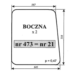 Szyba boczna Ursus C-360 kabina Kunów NR.21-347483807