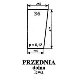 Szyba przednia dolna MF-255 kabina Lubsko-347490511