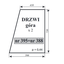 Szyba drzwi góra Ursus C-360 kabina Smolniki 388=395=402-347481843