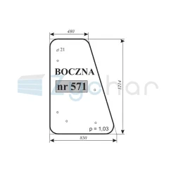 Szyba boczna koparka Waryński 726 A-347486795
