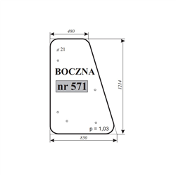 Szyba boczna koparka Waryński 726 A-347486795
