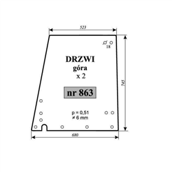 Szyba drzwi górna Fendt-347517193