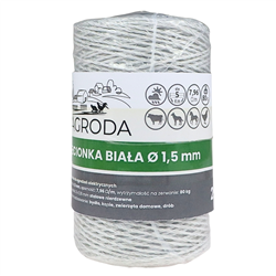 Plecionka ogrodzenia elektryzatora pastucha 3 x 0.16mm odporna na UV 250m biała ZAGRODA-347911895