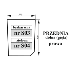 Szyba przednia dolna prawa Zetor Proxima gięta bezbarwna-347495675