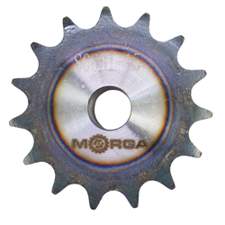 Koło zębate łańcuchowe hartowane z kołnierzem, piastą 06B-1 (R1 3/8) Z-15 średnica zewnętrzna 49,5 mm MORGA-347518844