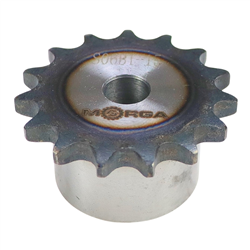 Koło zębate łańcuchowe hartowane z kołnierzem, piastą 06B-1 (R1 3/8) Z-15 średnica zewnętrzna 49,5 mm MORGA-347518845