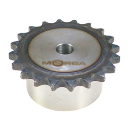 Koło zębate łańcuchowe hartowane z kołnierzem, piastą 06B-1 (R1 3/8) Z-20 średnica zewnętrzna 64,6 mm MORGA-347518849
