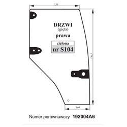 Szyba drzwi prawa Case 192004A6-347493132