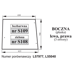 Szyba boczna John Deere zielona L57977, L55040-347493121