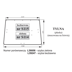 Szyba tylna zielona płaska mocowana na s L36606, L39247-347493123