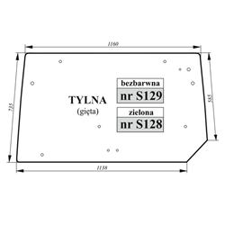 Szyba tylna Claas Renault zielona gięta-347495619