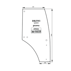 Szyba drzwi prawa gięta zielona Renault John Deere-347495647