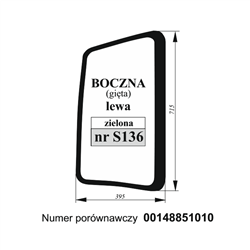 Szyba boczna Deutz-Fahr Lamborgini Same lewa gięta zielona-347495623