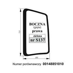 Szyba boczna Deutz-Fahr Lamborgini Same prawa gięta zielona-347495624