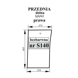 Szyba przednia dolna prawa Fiat gięta bezbarwna-347495635