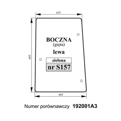 Szyba boczna Case gięta zielona lewa-347489342