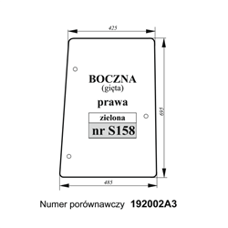 Szyba boczna Case gięta zielona prawa-347489659
