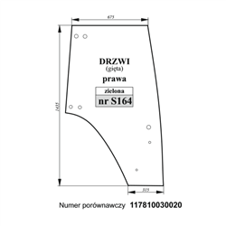 Szyba drzwi prawa gięta zielonaFendt-347495630