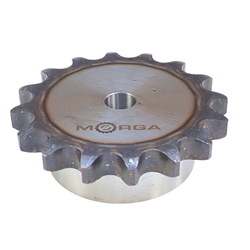 Koło zębate łańcuchowe hartowane z kołnierzem, piastą 16B-1 (R1 1) Z-16 średnica zewnętrzna - 141,8 mm MORGA-347914126