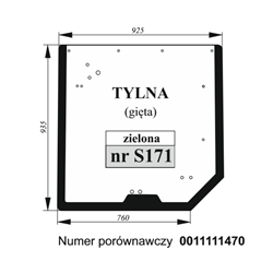 Szyba tylna Claas gięta zielona-347495612