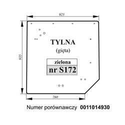 Szyba tylna Claas Renault Arion gięta zielona-347495615