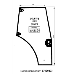 Szyba drzwi prawa gięta zielona New Holland-347494427