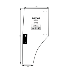 Szyba drzwi lewa John Deere gięta zielona-347751872