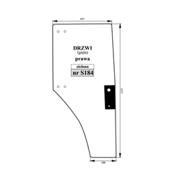 Szyba drzwi prawa gięta zielona John Deere-347495649