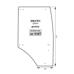 Szyba drzwi prawa MTZ Belarus gięta bezbarwna-347495668