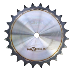 Koło zębate łańcuchowe hartowane z kołnierzem, piastą 24B-1 (R1 1.1/2) Z-24 średnica zewnętrzna - 307 mm MORGA-347519034