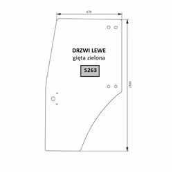 Szyba drzwi lewa gięta zielona Deutz-347504686