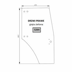 Szyba drzwi prawa gięta zielona Deutz-347504687