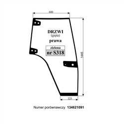 Szyba drzwi prawa gięta zielona Case-347517242