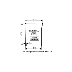 Szyba przednia prawa zielona John Deere-347517233
