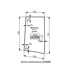 Szyba boczna prawa zielona John Deere-347517237