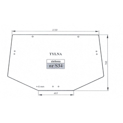 Szyba tylna gięta zielona John Deere-347491576