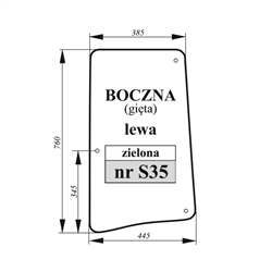 Szyba boczna lewa John Deere gięta zielona-347495641