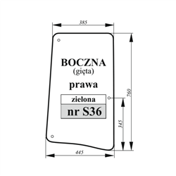 Szyba boczna prawa John Deere gięta zielona-347495642