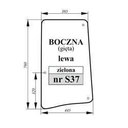 Szyba boczna lewa John Deere gięta zielona-347495639