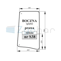 Szyba boczna John Deere gięta zielona-347495640