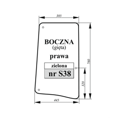 Szyba boczna John Deere gięta zielona-347495640