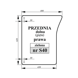 Szyba przednia dolna prawa John Deer gięta zielona-347495643