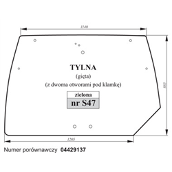 Szyba tylna gięta zielona z dwoma otwora-347931432