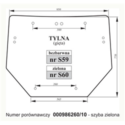 Szyba tylna Deutz-Fahr 00098260/10 zielona-347493135