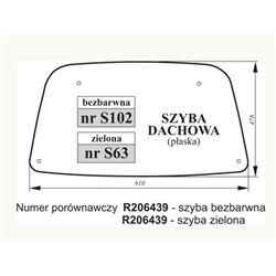 Szyba dachowa John Deere zielona R206439-347493146
