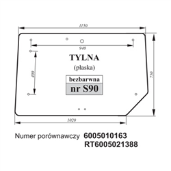 Szyba tylna zielona John Deere-347493155